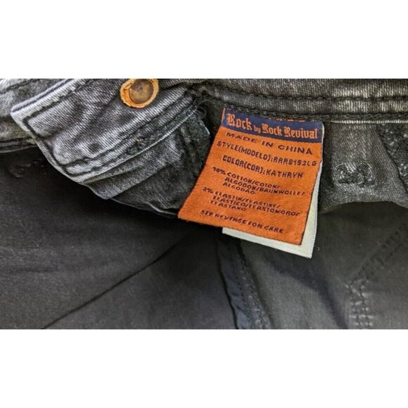 ROCK REVIVAL KATHRYN LEGGING - WOMENS GRAY DISTRESSED RHINETONE SKINNY JEANS 27 - Picture 8 of 12